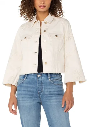 Wide Sleeve Fray Jean Jacket