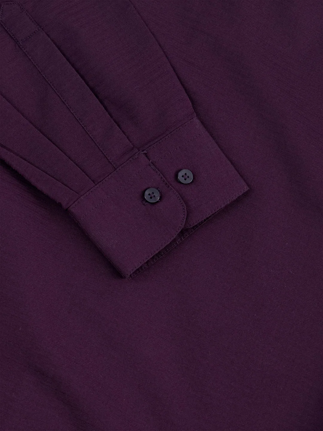Wine Chinese Collar Slim Fit Shirt