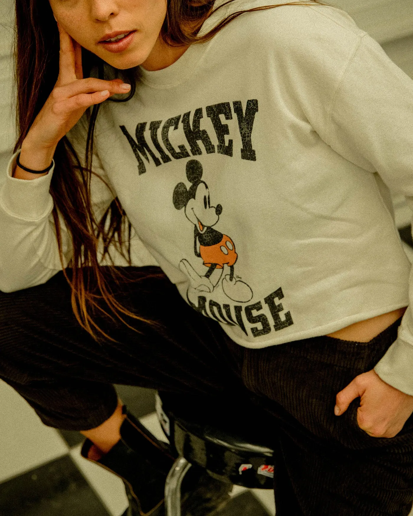 Women's Classic Mickey Flea Market Cropped Fleece