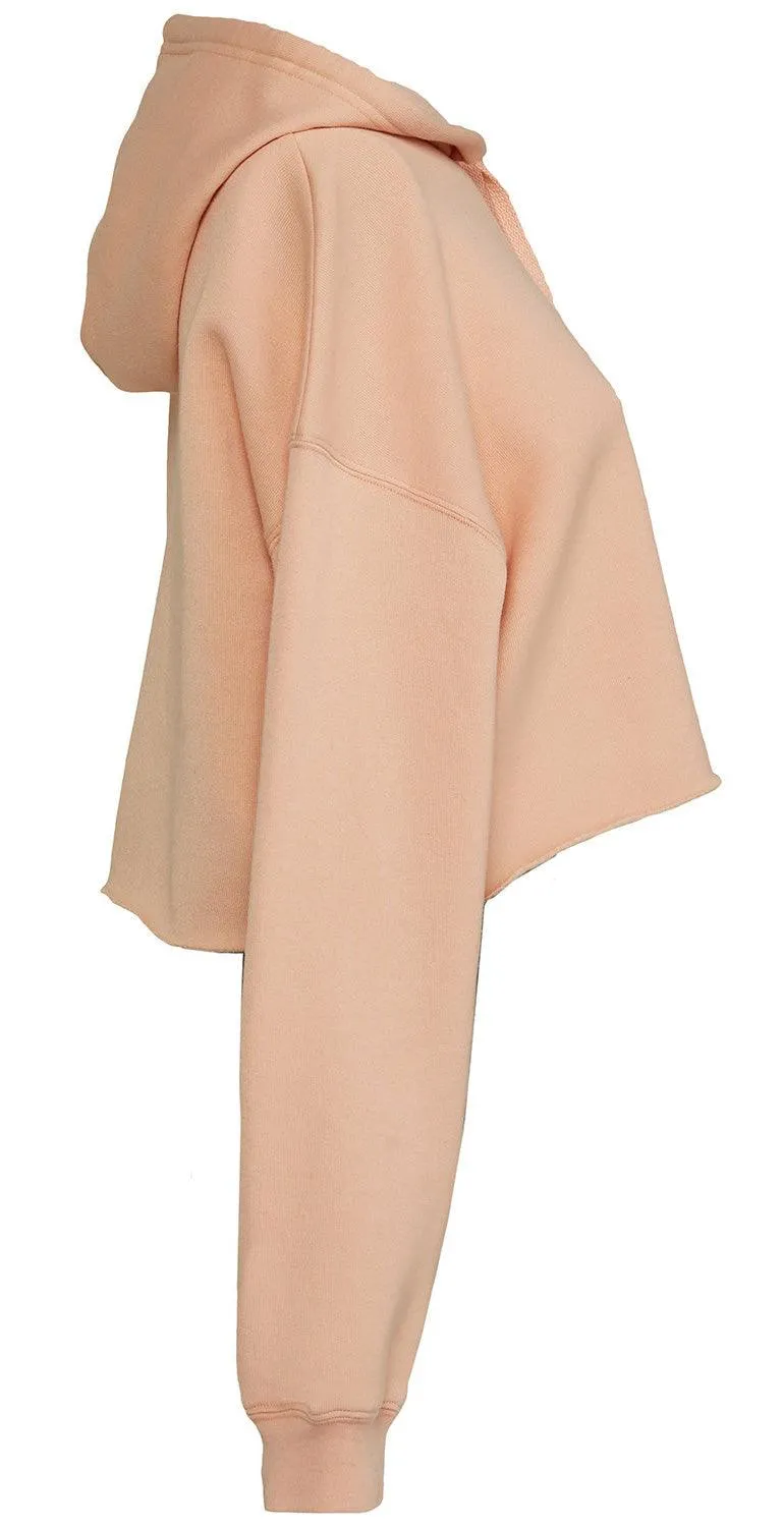 Womens Crop Hoodie  Peach Orange Fleece