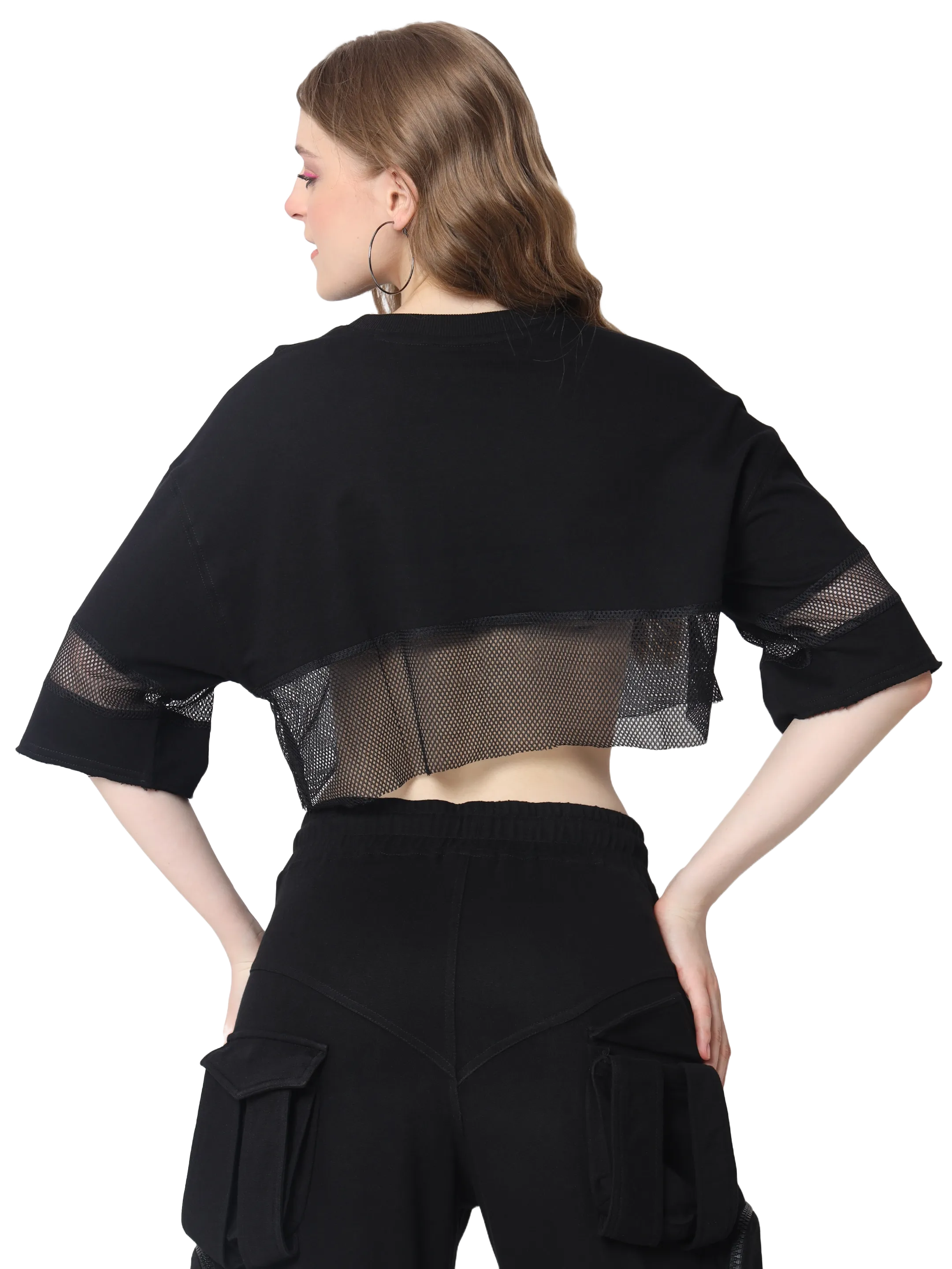 Women's Hope Oversized Cropped T-Shirts (Black)