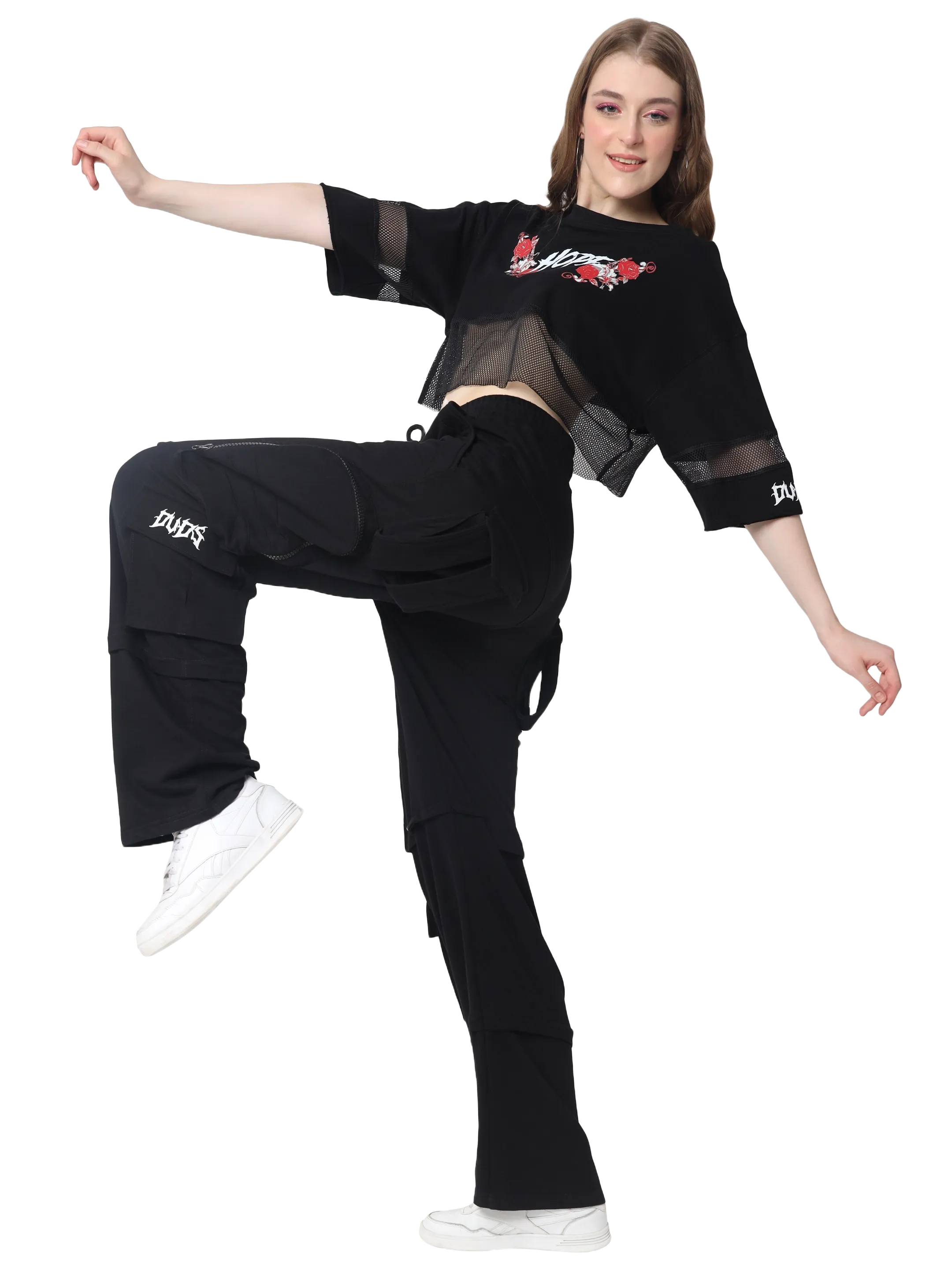 Women's Hope Oversized Cropped T-Shirts (Black)