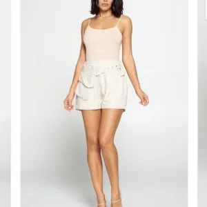 Womens Khaki Shorts Attached Fanny Pak And Pocket