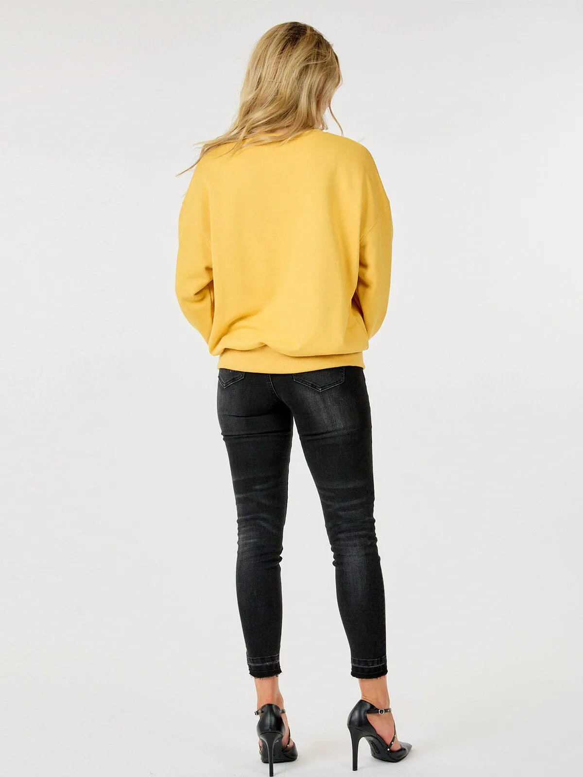 WOMEN'S LONG SLEEVES STUDS FEATHER DETAILED PULLOVER SWEATER