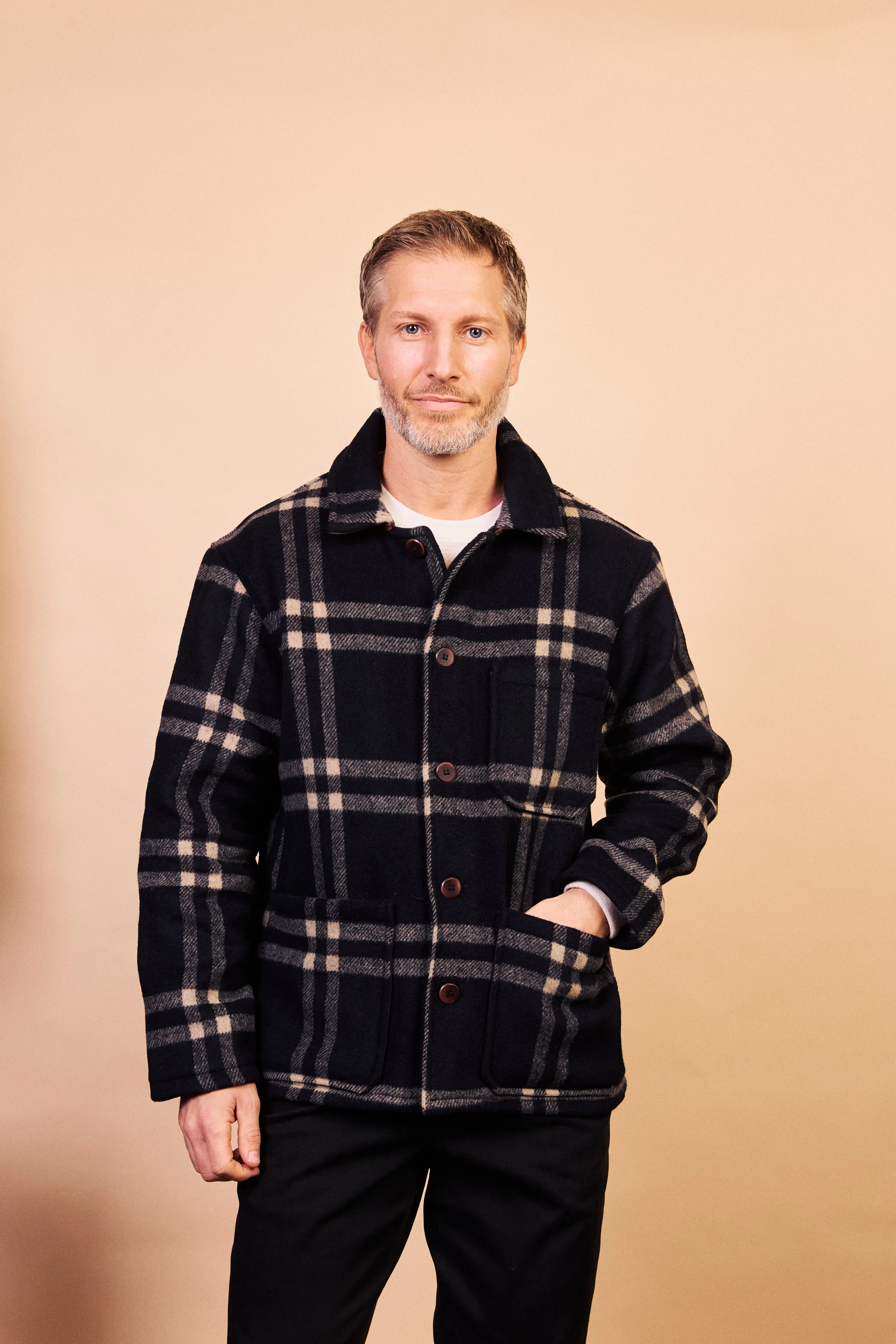 Wool Workwear Jacket - Navy Check