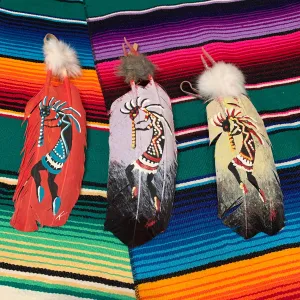 XL Kokopelli painted feather