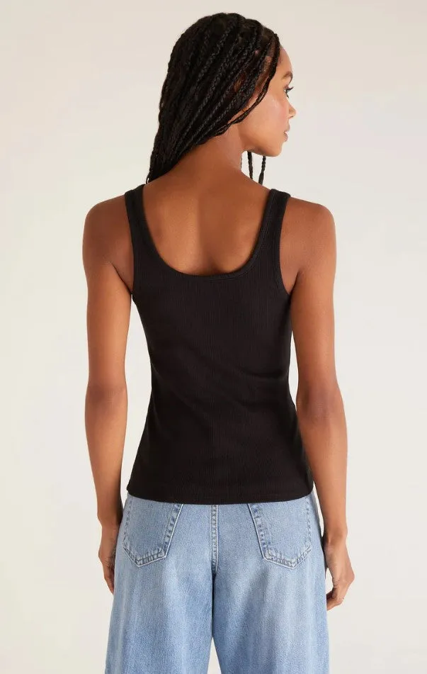Z Supply Audrey Rib Tank; White/Black/Whipped Mocha/Seashell Pink
