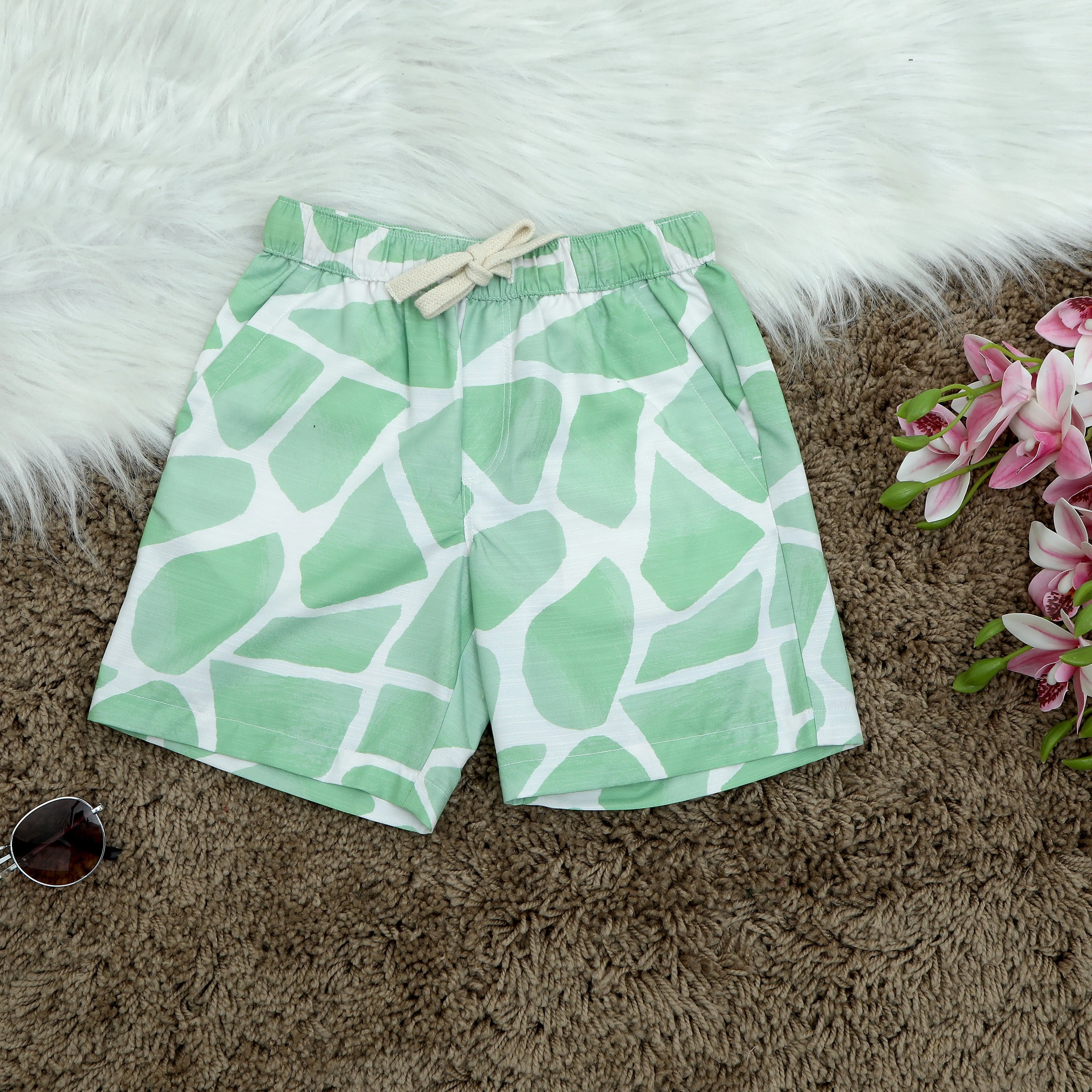 Zaraffah Printed Pastel Green Short